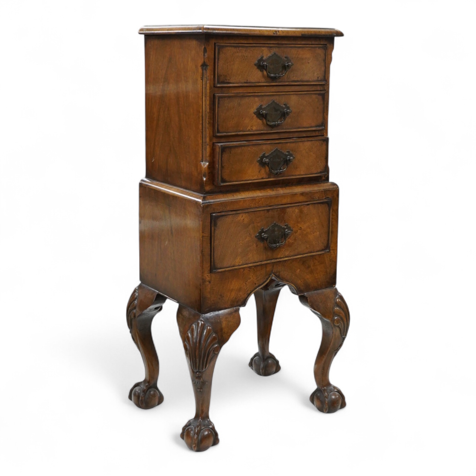 An early 20th century miniature walnut four drawer chest, 67cm